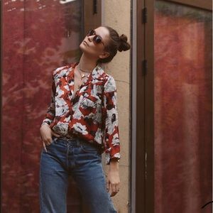 Zara 3/4 sleeve floral pajama like top